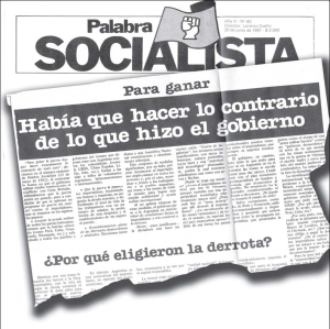 Fasc�mil de parte de las p�ginas centrales del peri�dico del PST, 20/6/82