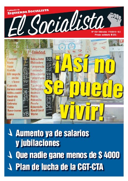 Tapa de El Socialista