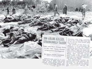 Los muertos, el d�a despu�s. Abajo: Facsimil de la noticia en el New York Times, del 10 de abril de 1948