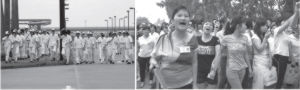 Trabajadoras marchando cercana a la planta de Honda en la regin Zhongshan, China