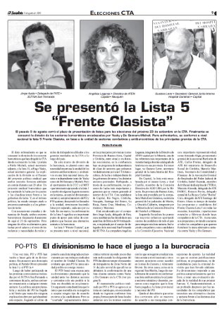 Elecciones CTA. Se present&oacute; la lista 5