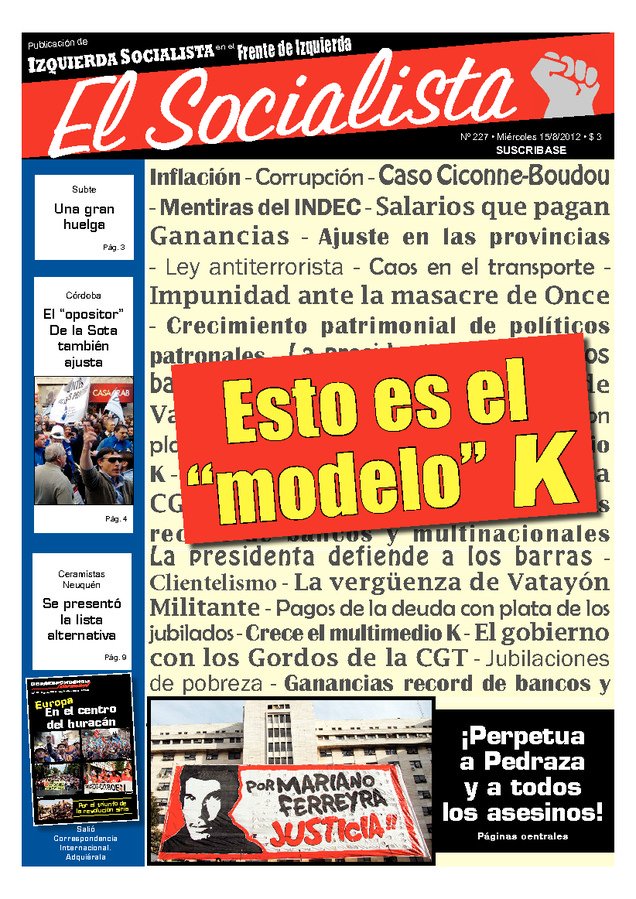 Tapa de El Socialista