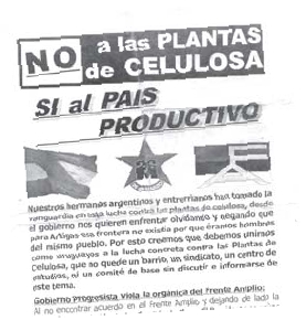 Volante editado en Uruguay por crticos al gobierno de Tabar (26 de Marzo-Frente Amplio)
