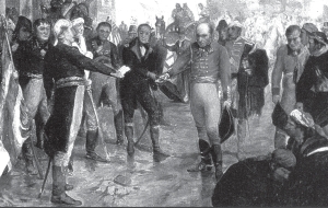 Cuadro que muestra la rendicin de William Beresford que estaba al mando de las tropas inglesas
