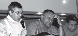 Izquierda a derecha: Gonzalo Gmez, Stalin Prez Borges y Orlando Chirino, en el Bauen