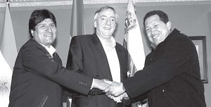 Evo Morales, Nstor Kirchner y Hugo Chvez