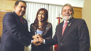 Chavez, Cristina y Lula.