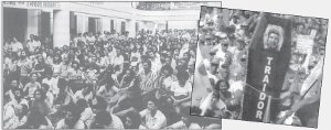 Izquierda: Febrero de 1980: Acto fundacional del PT. Derecha: 6 de agosto de 2004: movilizacin de estatales repudia a Lula