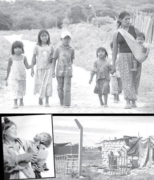 Viviendas de Villa Urtubey, a 50 kilmetros de Salta capital. Izq.: Tatiana Tapia, habitante de una comunidad originaria, falleci en 2010 a raz de la falta de alimentacin. Colonia Santa Rosa.