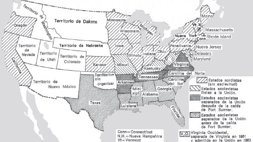 Alineamiento de los diferentes estados en 1861.