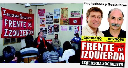 Charla en Lujn con Edgardo Reynoso y los candidatos locales. Derecha: Afiche de campaa Provincia de Buenos Aires