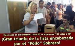 Con casi un 80% de votantes del padrón, la lista Bordó triunfante cosechó 935 votos sobre 454 de la lista Verde que responde a la burocracia de Pedraza.