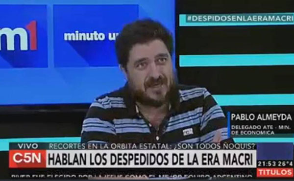 Pablo Almeida, Delegado General de la Junta Interna de ATE - Ministerio de Economía, estuvo en el programa "Minuto 1" de Gustavo Sylvestre y Alejandro Bercovich donde denunció la campaña contra los trabajadores estatales