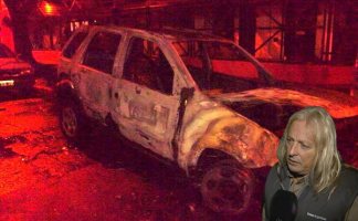 Vehiculo de Sobrero incendiado