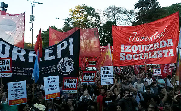 Repudiamos la presencia de Obama, el jefe del imperialismo norteamericano, que vino a dar apoyo al nuevo gobierno reaccionario y proyanqui de Mauricio Macri.