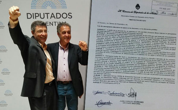 Los diputados del Frente de Izquierda acaban de presentar en el Congreso Nacional un proyecto de ley de emergencia educativa en defensa de la educación pública y gratuita y en apoyo a la heroica lucha docente