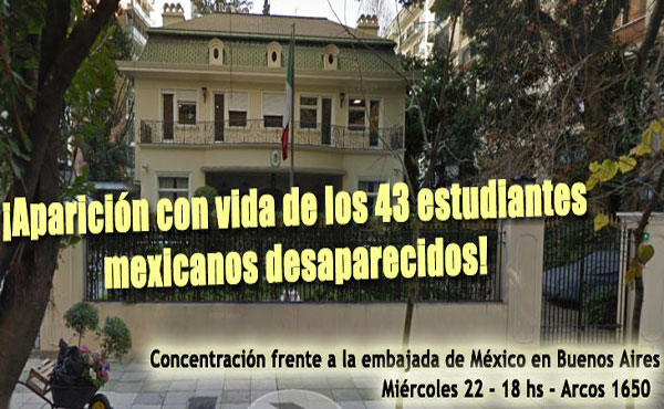 Giordano señaló: "En respuesta al llamado de los estudiantes mexicanos, en Buenos Aires seremos parte de la jornada mundial para exigir la aparición con vida de los 43 "normalistas" de Ayotzinapa desaparecidos