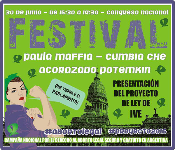 Invitación confeccionada por la Campaña Nacional por el Derecho al Aborto Legal, Seguro y Gratuito