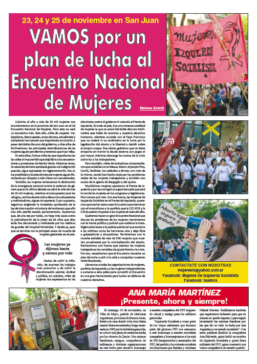 Tapa de la edición Nº 257 de nuestro periódico "El Socialista" - 13/11/2013