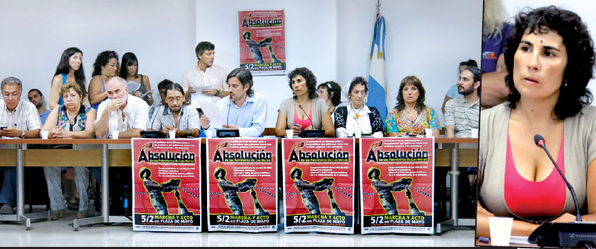 Vista de la mesa de la conferencia con la presencia, entre otros dirigentes, de nuestra diputada Angélica Lagunas