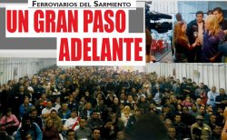 Multitudinaria asamblea de trabajadores ferroviarios de este lunes 19.