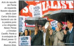 El Frente de Izquierda frente a la Embajada de Brasil en Buenos Aires