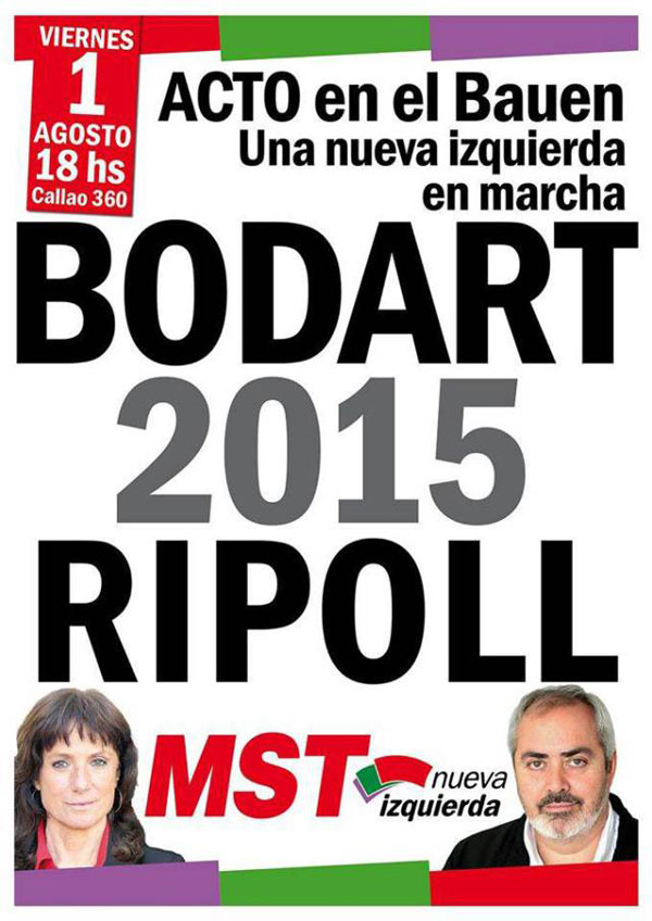 Recientemente, el MST lanzó su fórmula presidencial Bodart-Ripoll 2015