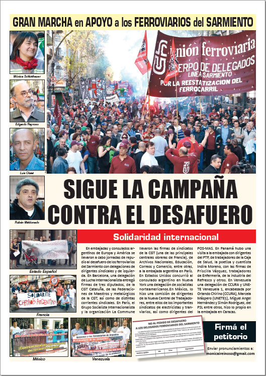 Contratapa de la edición Nº 277 de nuestro periódico El Socialista