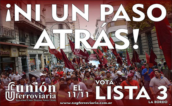 El martes 11 de noviembre hay elecciones a delegados en varias líneas ferroviarias. La  Lista Bordó se presenta para hacer frente a la debacle de la lista Verde del pedrazismo