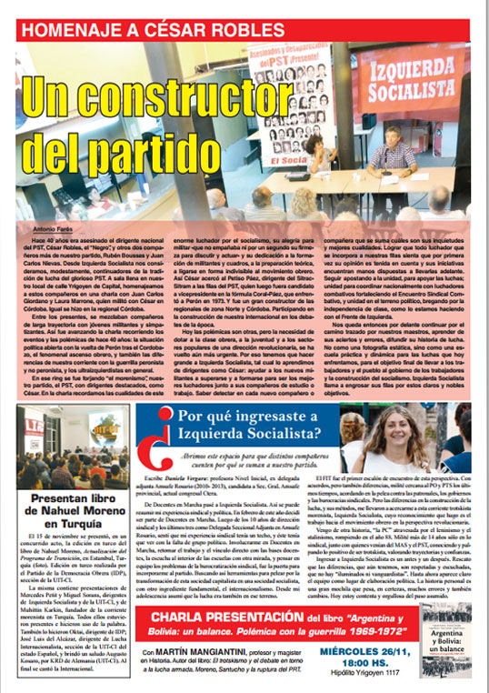 Contratapa de la edición Nº 281 de nuestro periódico El Socialista
