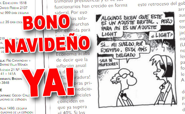  Llamamos a los trabajadores a reclamar una urgente recomposición salarial vía un bono navideño desde cada lugar de trabajo. Por la reapertura de las paritarias y para que se termine con el impuesto a las Ganancias para todos los trabajadores bajo convenio