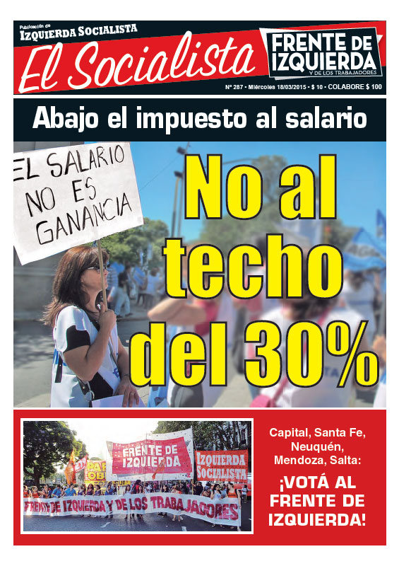 Tapa de la edición N°287 de nuestro periódico El Socialista