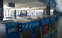 Vista de la estación de Once del ferrocarril en el día del paro general