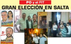 Giordano junto a los candidatos y la militancia del Partido Obrero en el FIT de Salta