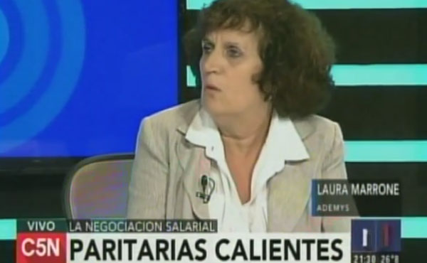 Laura Marrone en C5N defendiendo el reclamo por aumento salarial