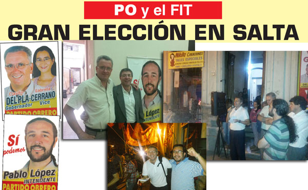 Giordano junto a los candidatos y la militancia del Partido Obrero en el FIT de Salta