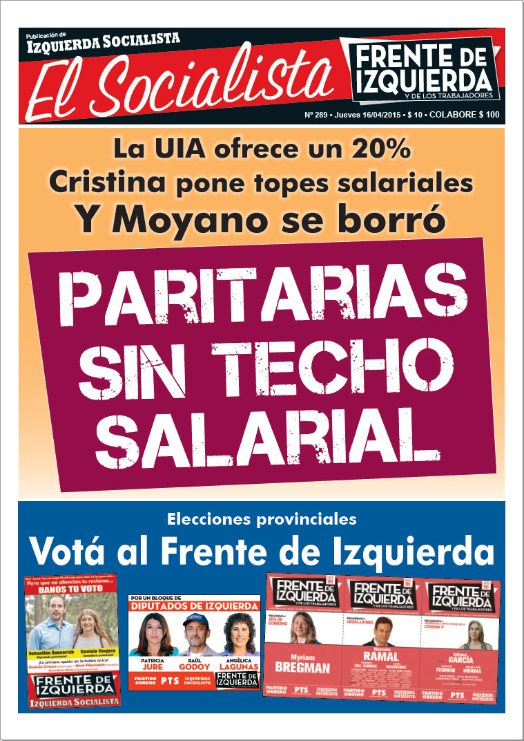 Tapa de la edición N°289 de nuestro periódico El Socialista