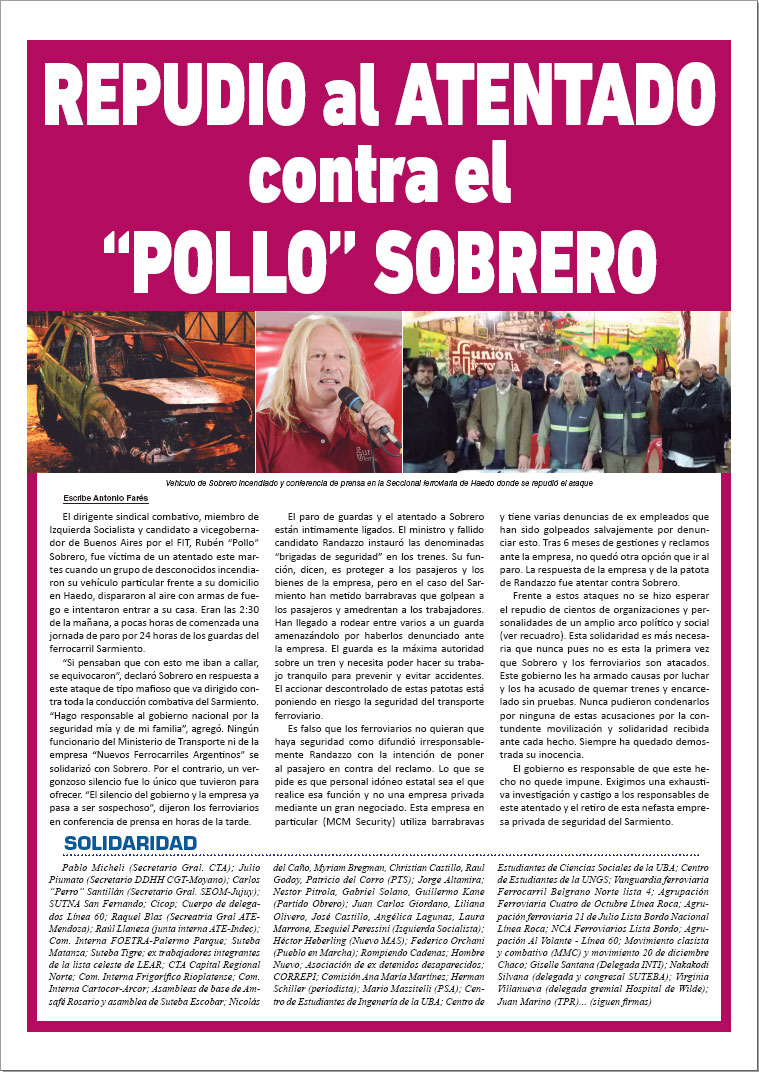 Contratapa de la edición N°297 de nuestro periódico El Socialista