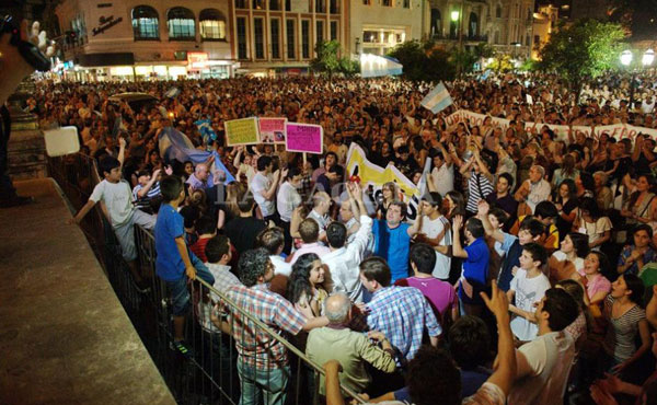 Vista de las masivas marchas 