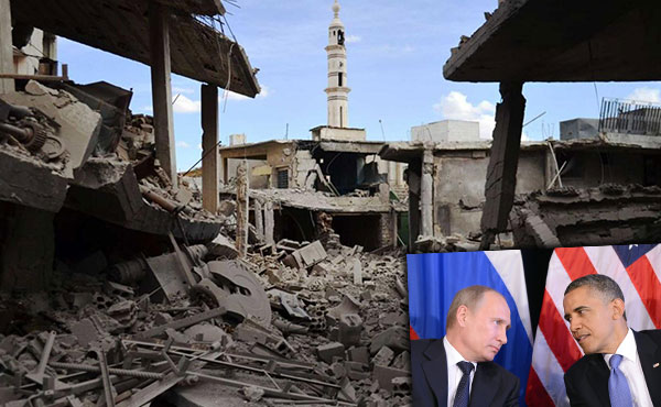 Casas destruídas por los bombardeos rusos en Siria