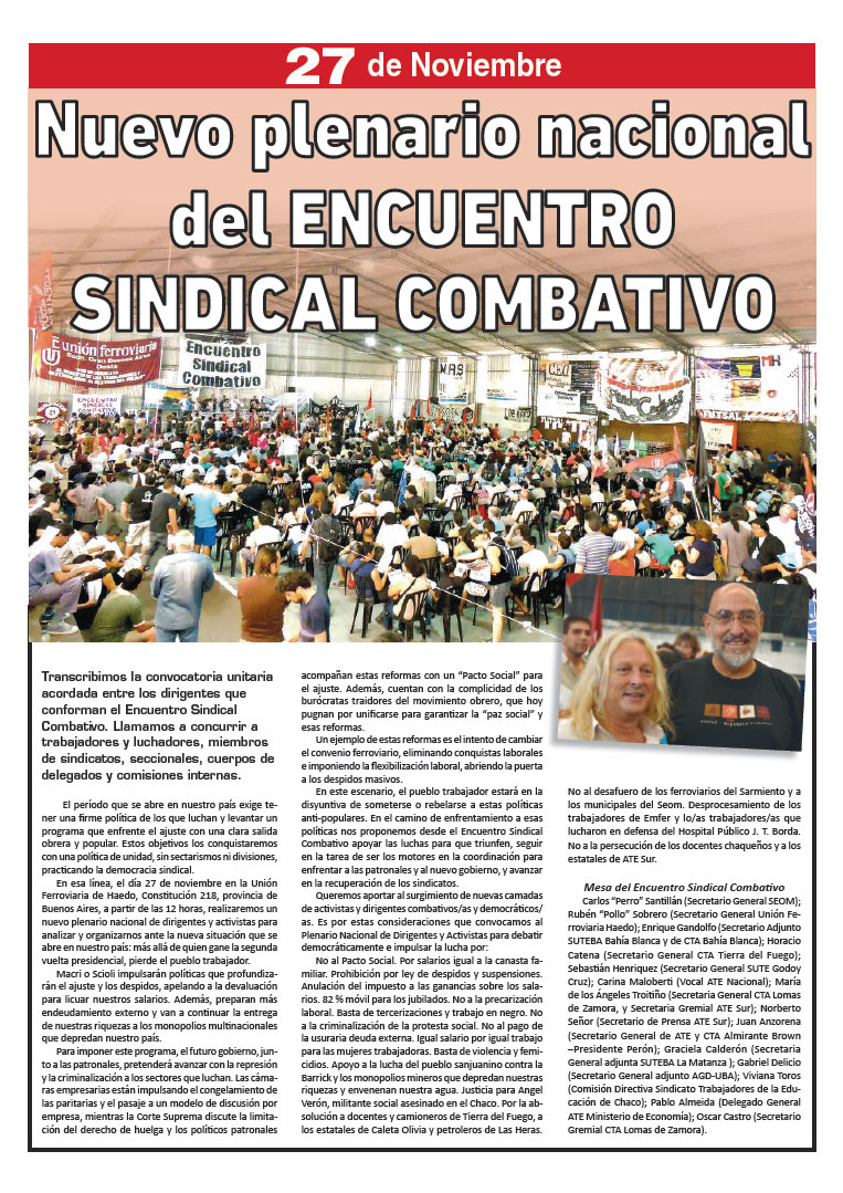 contratapa de la edición N°302 de nuestro periódico El Socialista