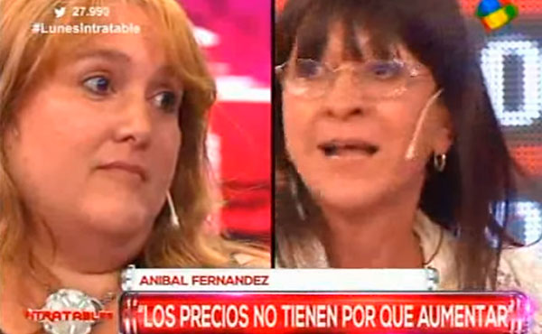 Marcela enfrentando a Diana Conti en el programa Intratables