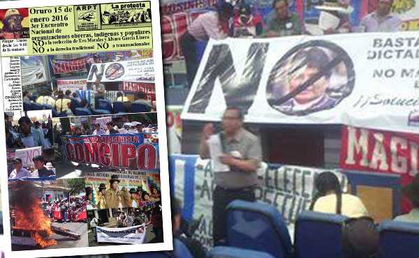 Evo Morales y Alvaro García Linera pretenden hacerse reelegir en las elecciones de 2019. Para sorpresa del gobierno, crece el rechazo y el voto NO a la reelección.