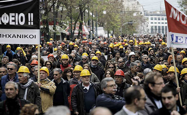 Movilización de los obreros de la construcción en Grecia