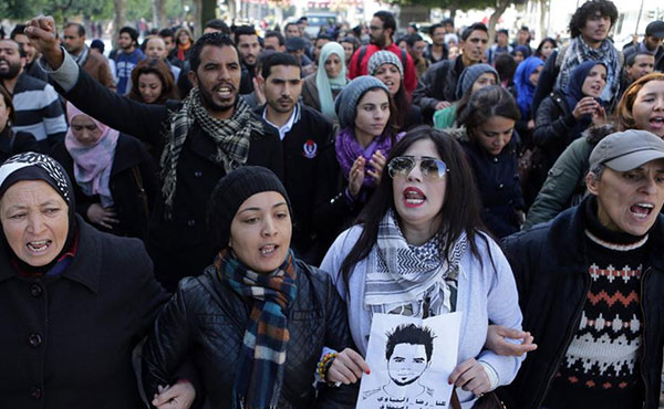 Vista de una de las masivas marchas