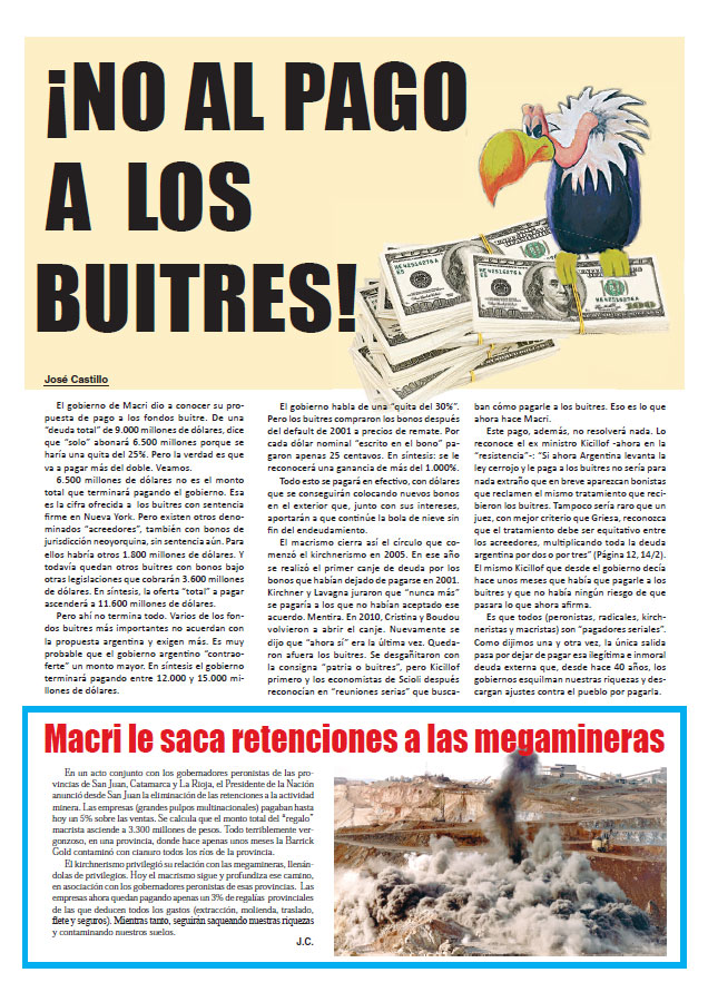 Contratapa de la edicción N°308 de nuestro periódico El Socialista