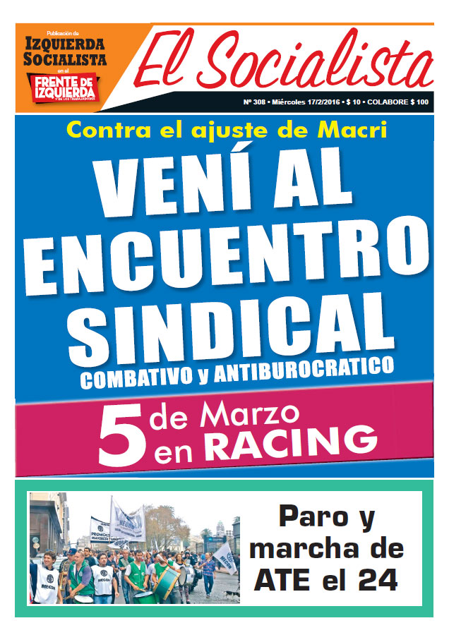Tapa de la edicción N°308 de nuestro periódico El Socialista