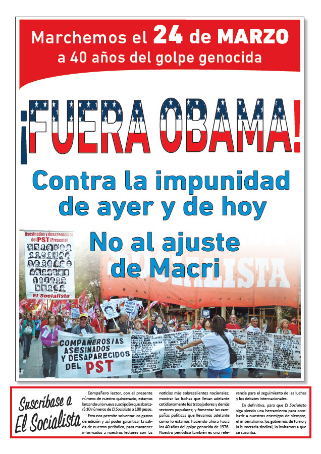 Contratapa de la edición N°309 de nuestro periódico El Socialista