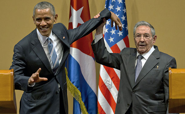 El presidente yanqui con Raúl Castro