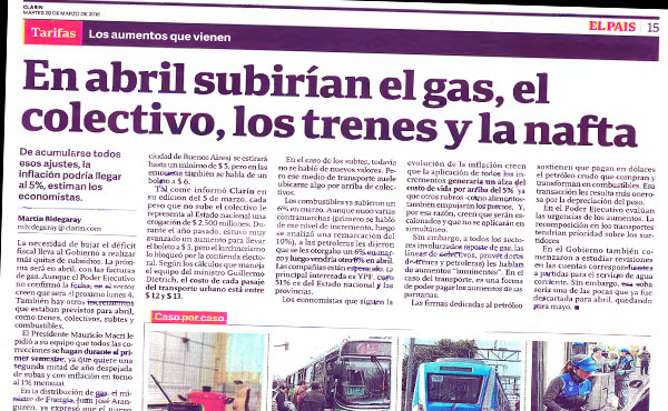  El gobierno prepara nuevos tarifazos y los salarios siguen perdiendo con la feroz suba de los precios. 